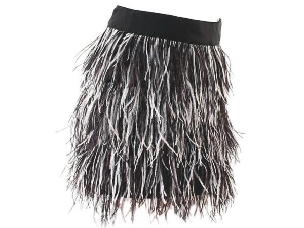 milly ostrich feather black white skirt
