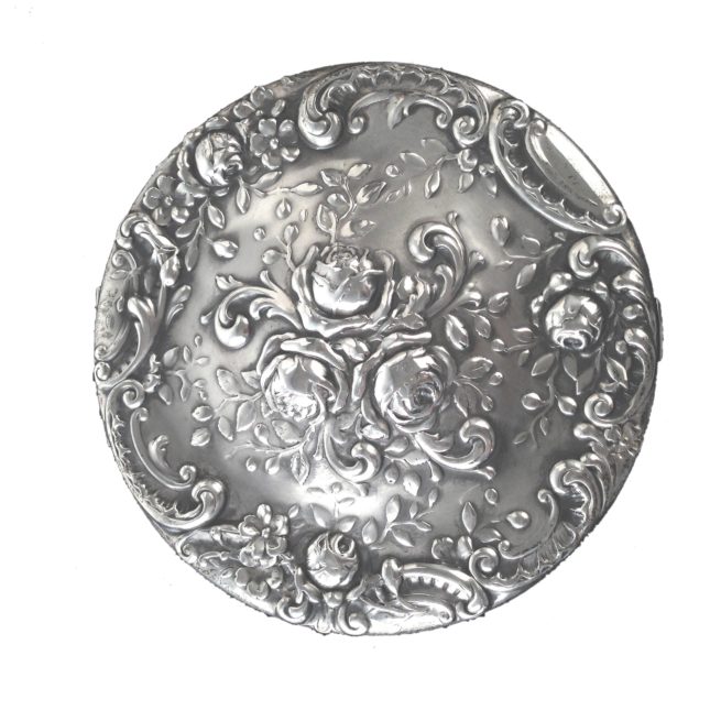 vintage Gorham sterling silver compact floral monogrammed