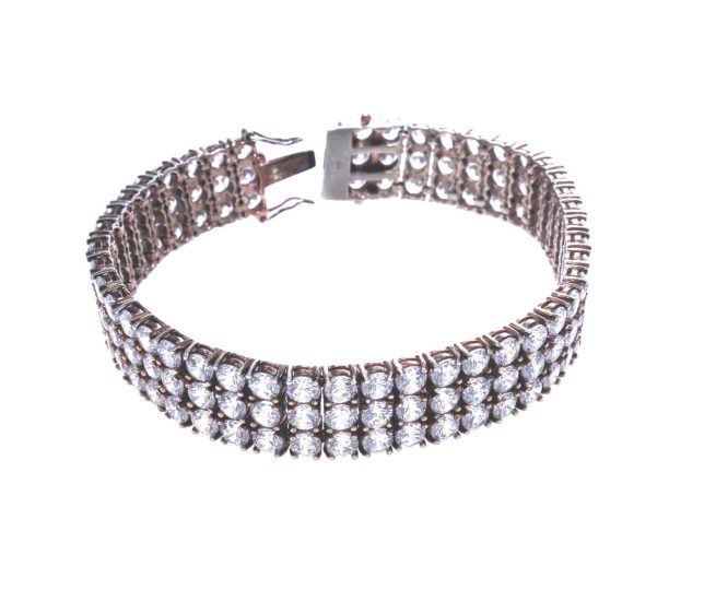 vintage sterling silver triple row crystal bracelet