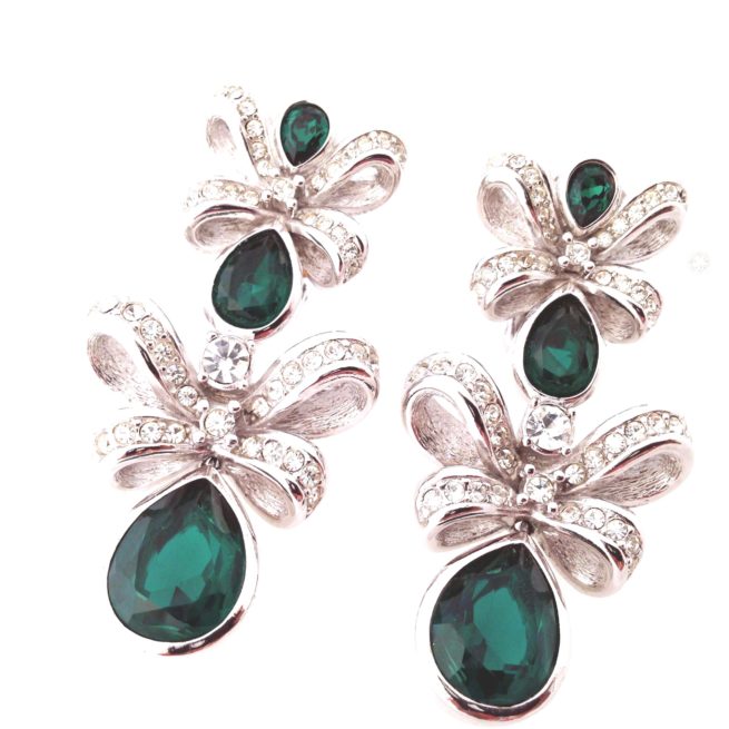 vintage Christian Dior emerald green stones earrings