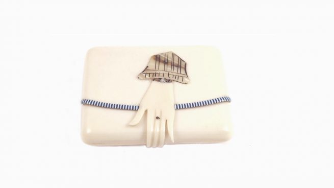 Art Deco hand calling card case