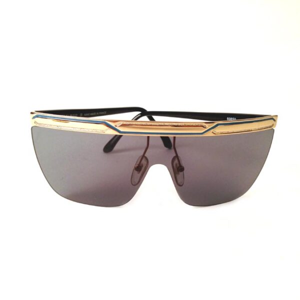 Vintage Emilio Pucci Black & Gold Metal Shield Sunglasses #89850 
