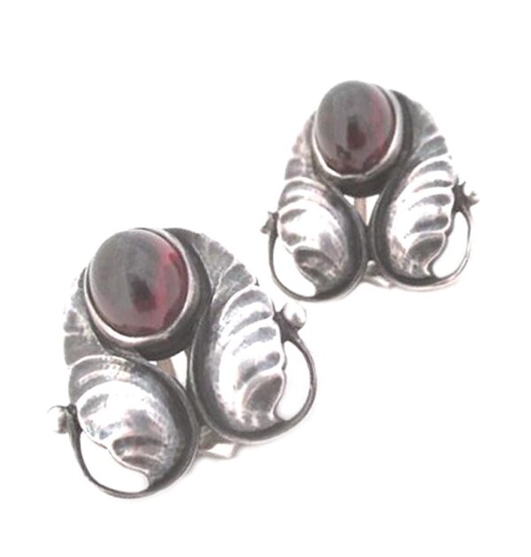 Georg Jensen sterling silver garnet vintage earrings