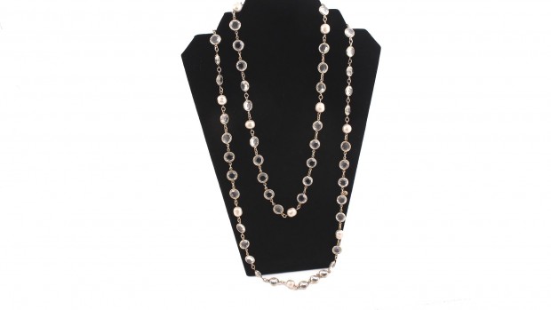Vintage Chanel Cream Gripoix Pearls & Crystals 80s Necklace - Einna Sirrod