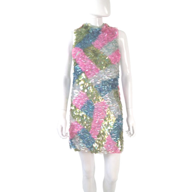 vintage Eloise Curtis colorful plastic disc dress_01