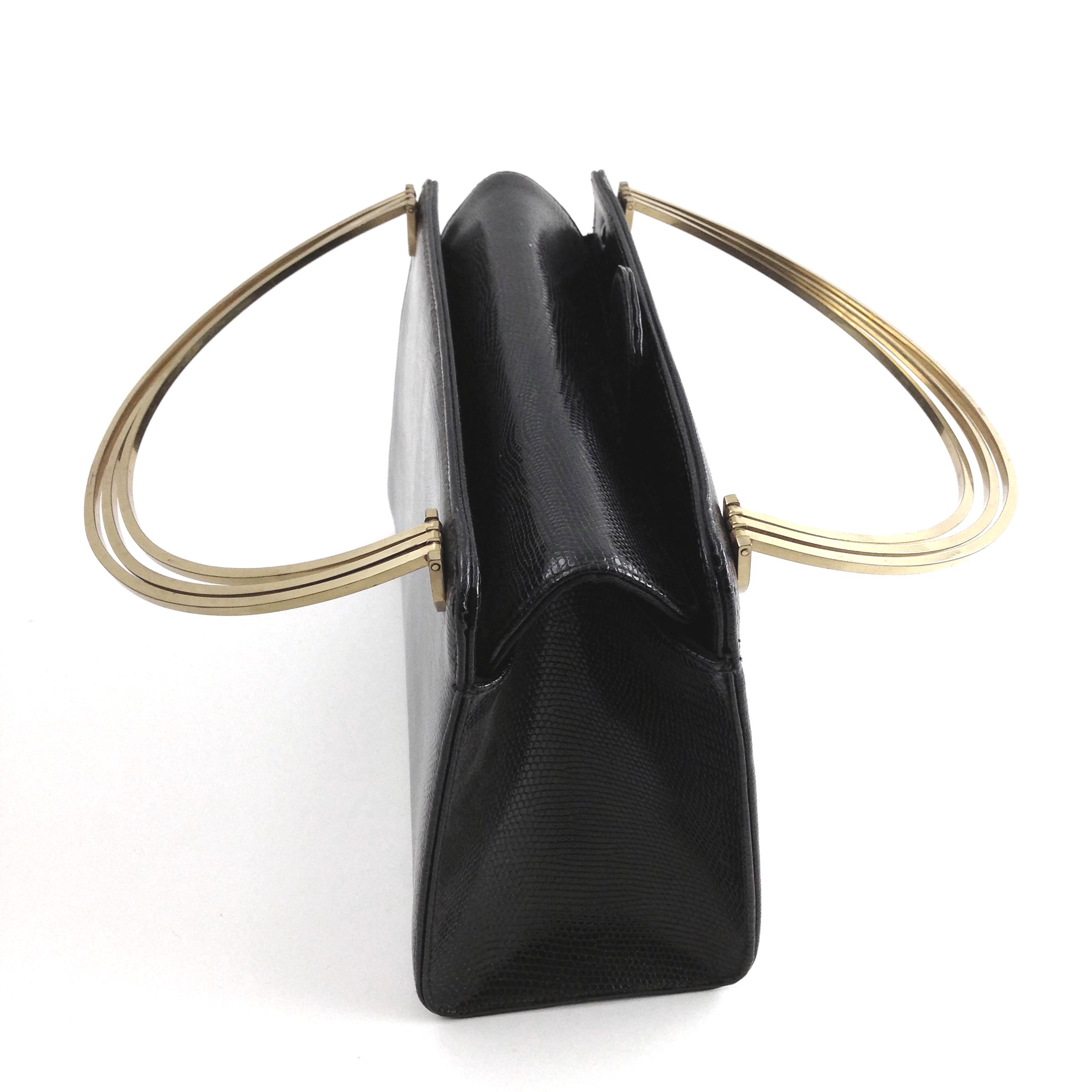 Vintage Bloch Designer Black Gold Tone Metal Multi Handle Purse/Bag - Einna Sirrod