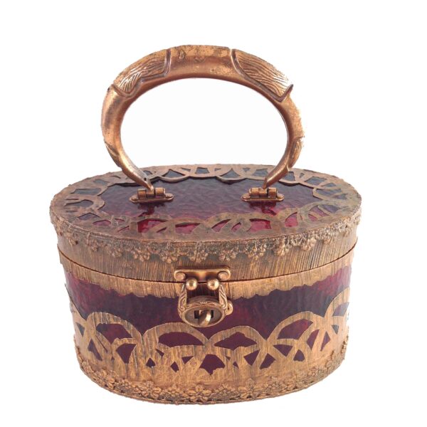 red Lucite copper Walborg designer purse