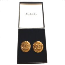 Chanel Vintage Gold Plated CC Rope Triangle Clip on Earrings - 2 Pieces