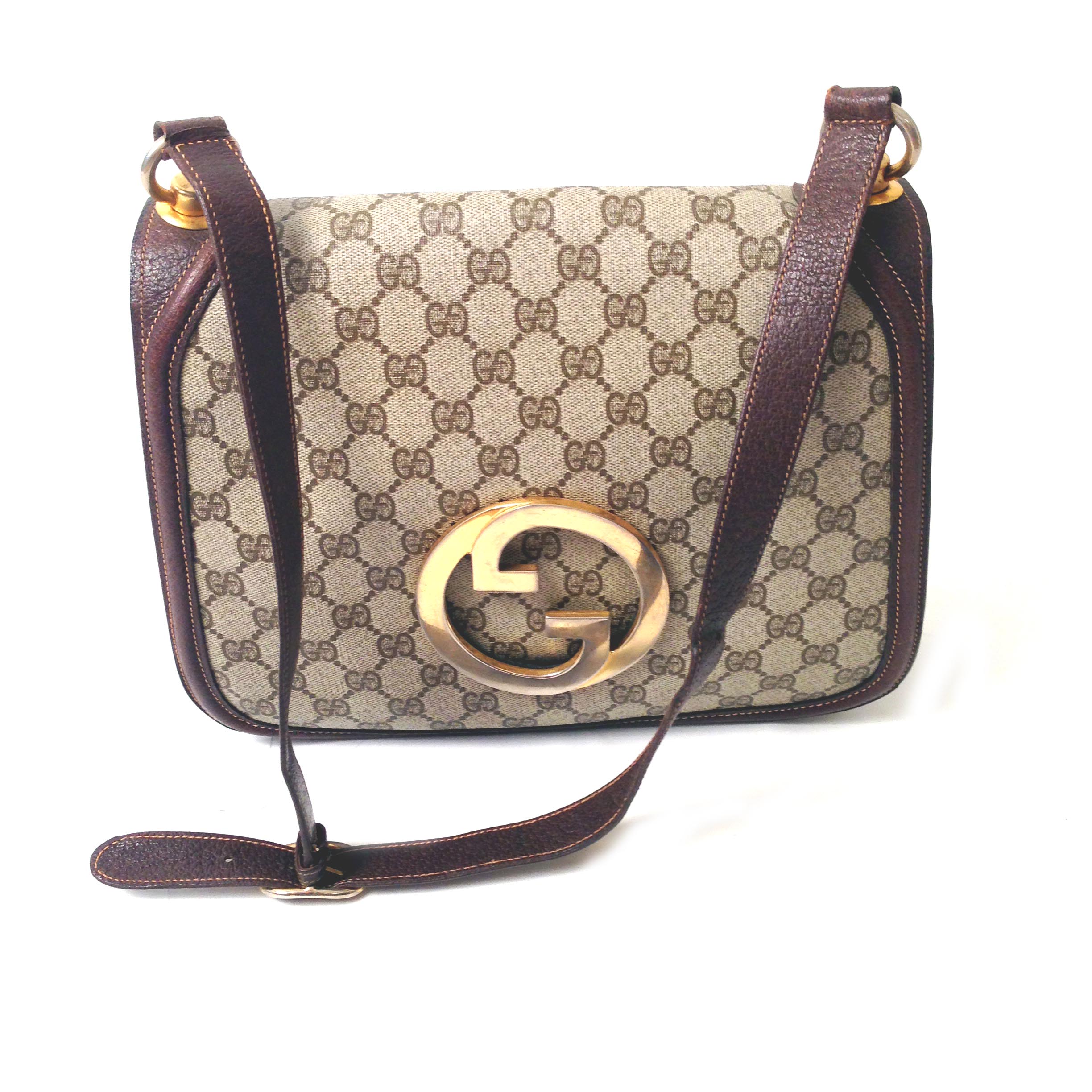 Gucci Vintage Blondie Monogram Canvas 70s Shoulder Bag Purse - Einna Sirrod