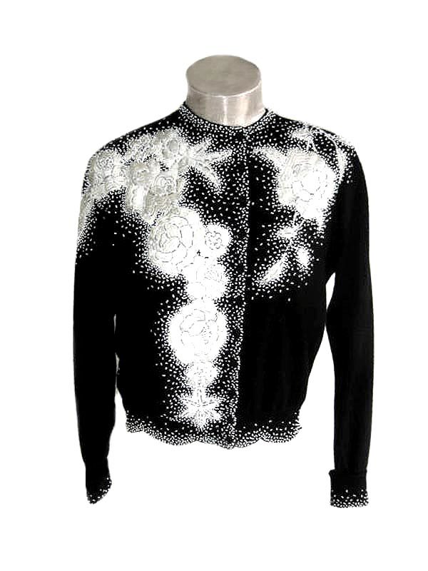 vintage ballantyne black & white cashmere sweater