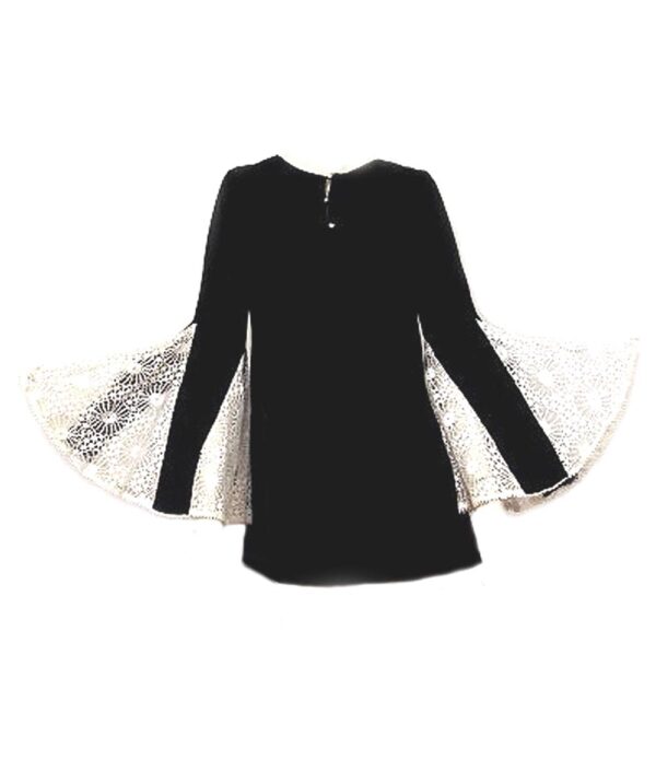 vintage black lace & velvet sleeved mini dress top