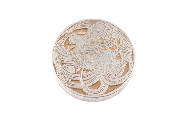 vintage Lalique aluminum Roger Gallet powder box