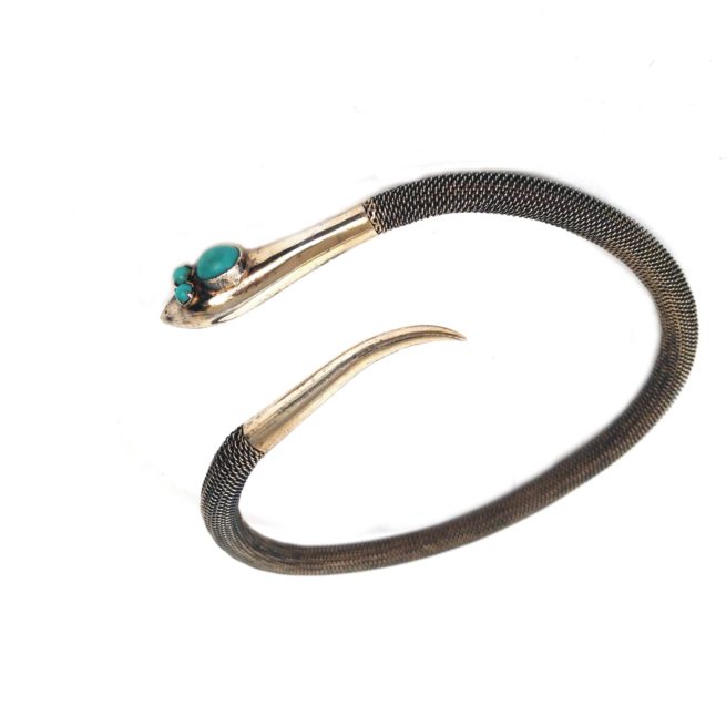 vintage 20s turquoise mesh snak wrap bracelet
