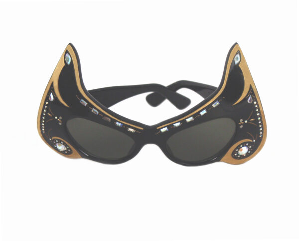 black cat eye jeweled gray lens vintage sunglasses