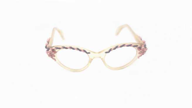 rare Elsa Schiaparelli pink & gray flower eye glass frames