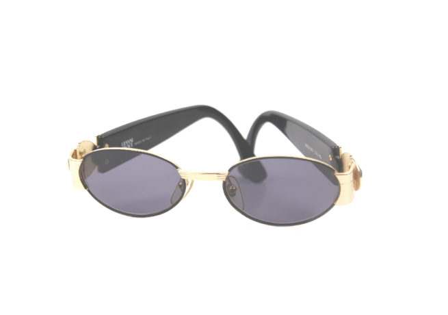 rare Gianni Versace gold medusa black vintage sunglasses