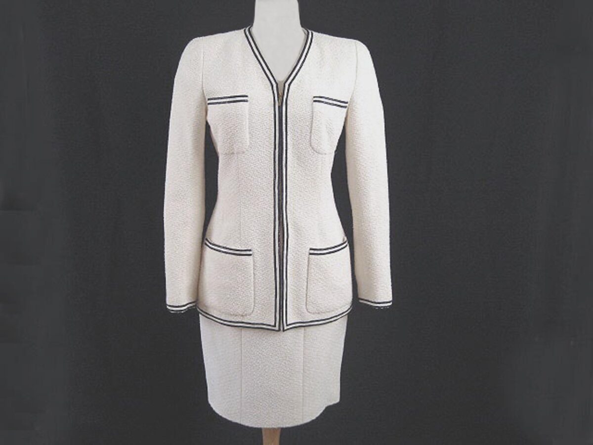 vintage Chanel Boutique ivory white skirt & jacket suit