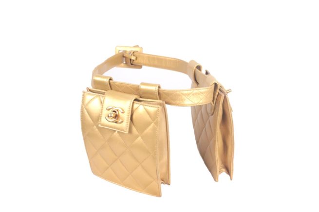 vintage Chanel leather belt waist hip bum bag fanny pack