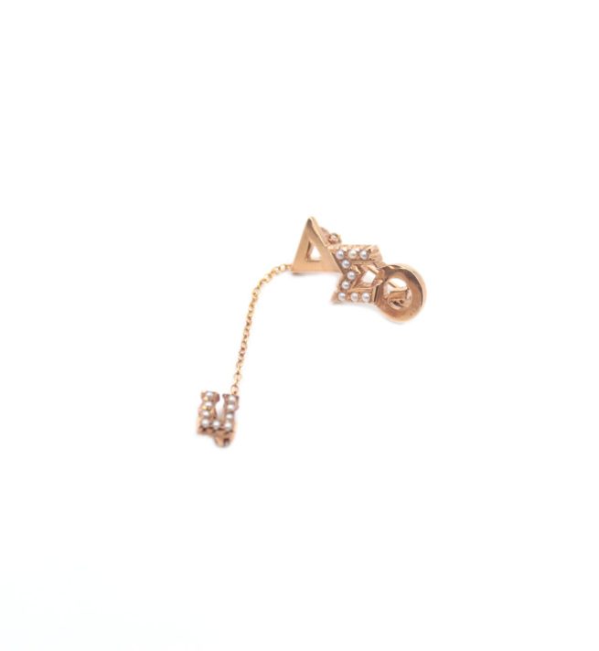 vintage Delta 14k sorority seed pearls pin badge