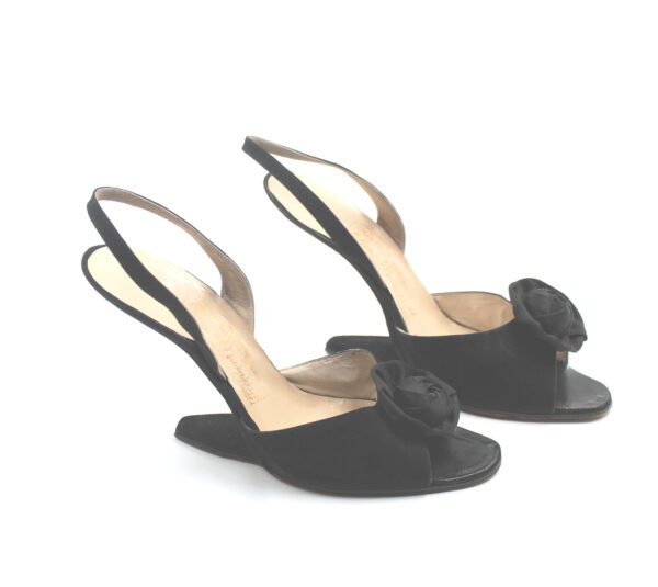 rare Stefano Marazzini heel less black suede vintage shoes