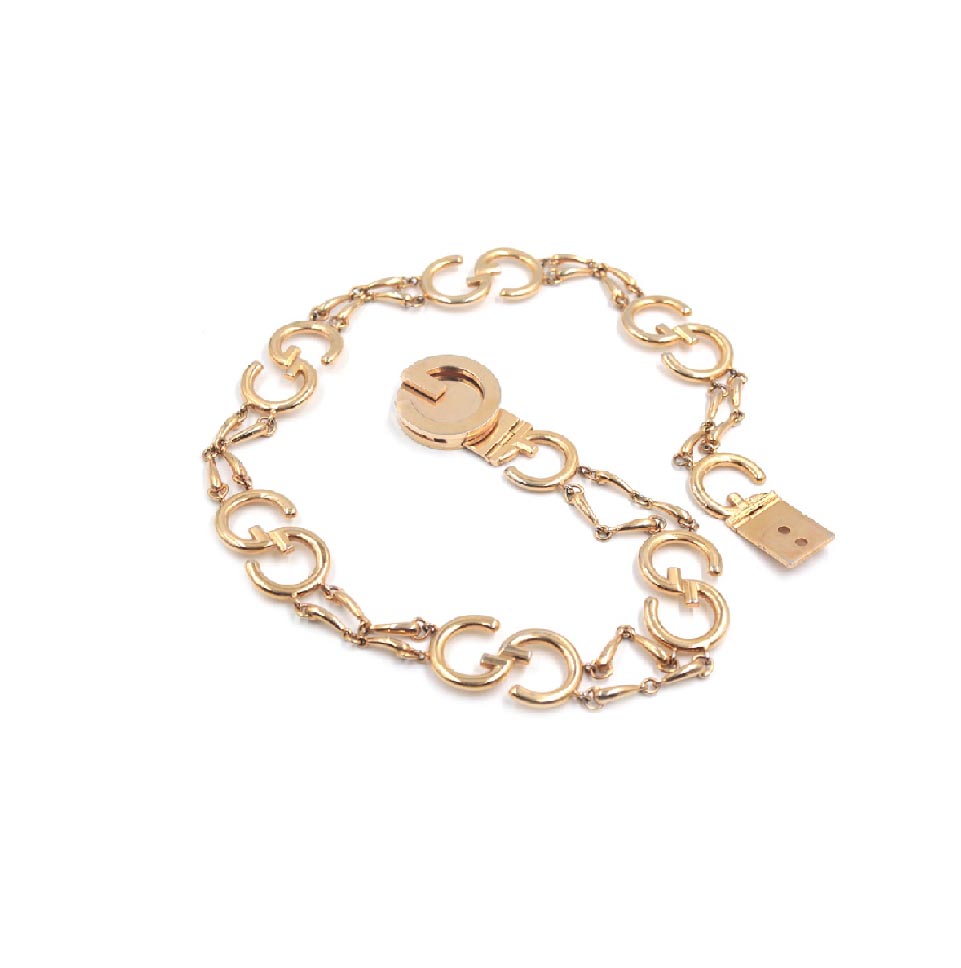 Gucci Gold Plated GG Logo Chain 80s Waist Hip Vintage Belt - Einna Sirrod