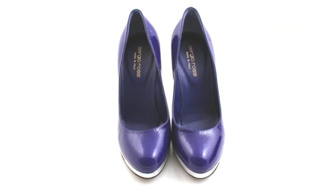 Sergio Rossi purple & silver high heels