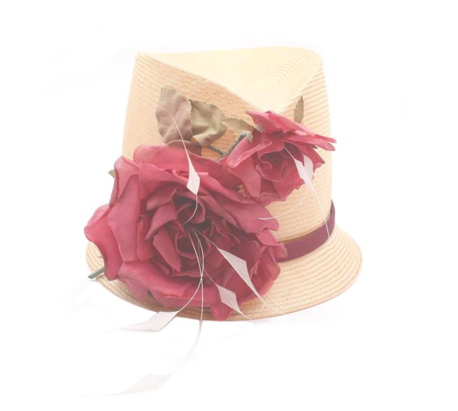 Philip Anthony Treacy roses feathers leaves straw hat
