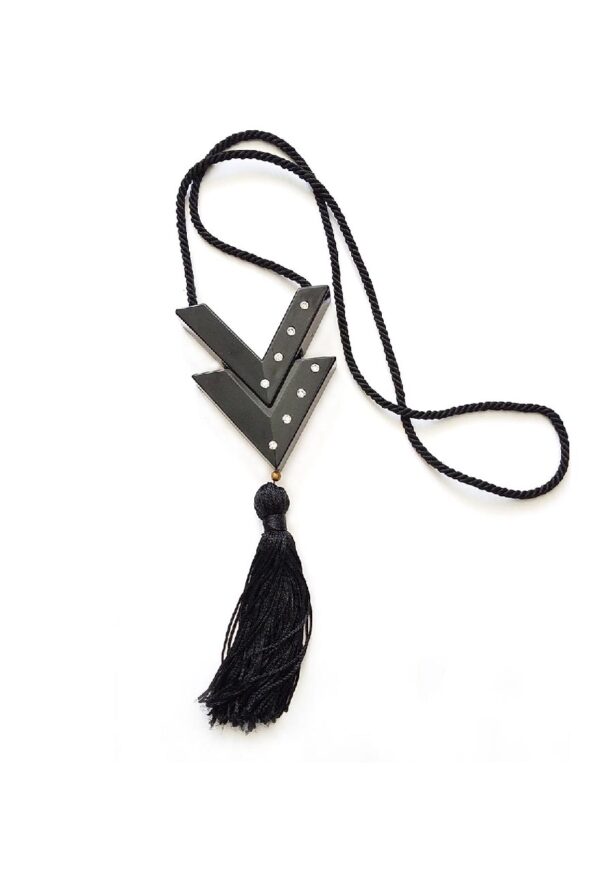 Valentino perfume holder vintage black tassel necklace