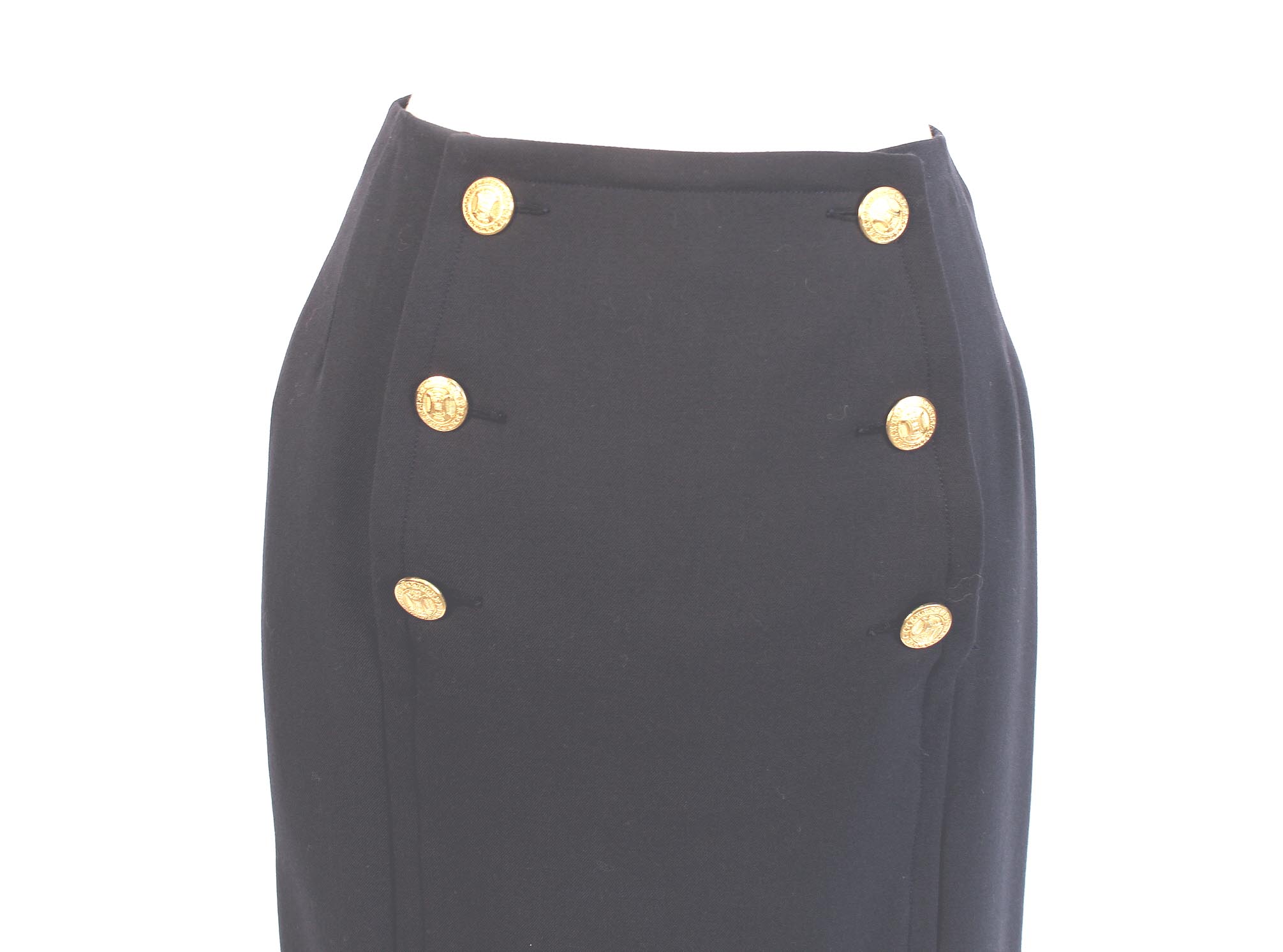 Celine Paris Blue Laine Wool Double Breasted Skirt Size 40 - Einna Sirrod