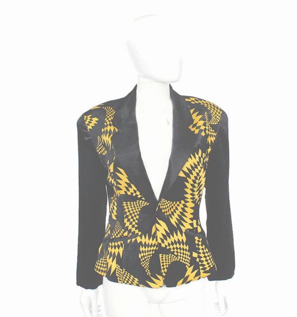 mitsuhiro matsuda vintage geometric print yellow & black jacket