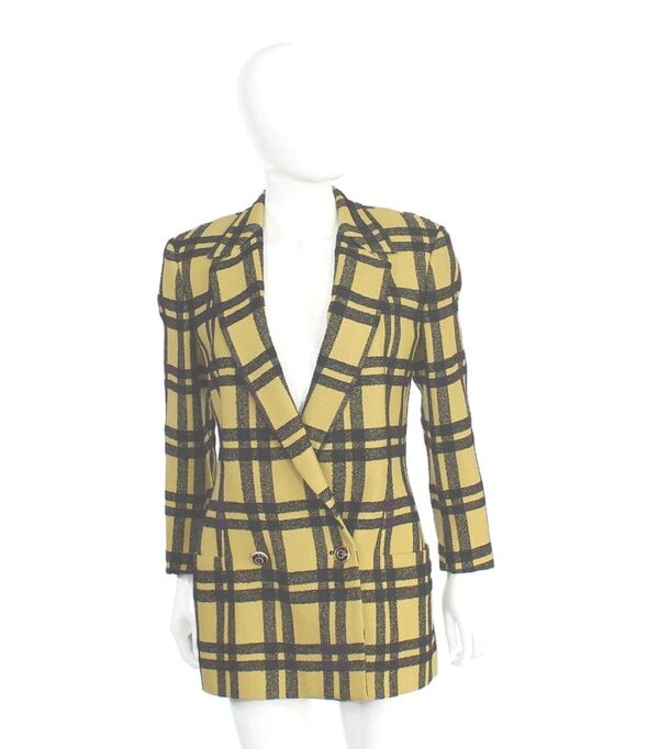 gianni versace yellow black plaid vintage 80s jacket