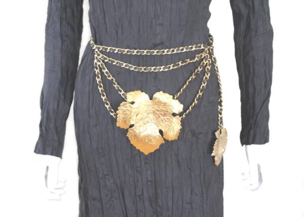 chanel gold plated fig leaves chain waist vintage belt