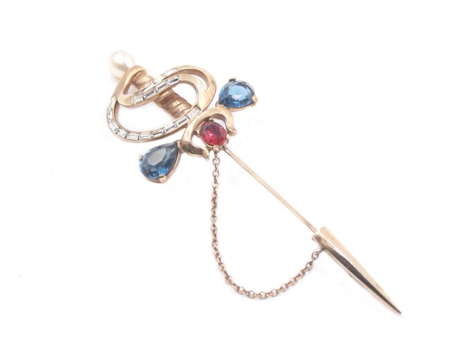 vintage 50s trifari alfred philippe rapier sword jabot brooch pin