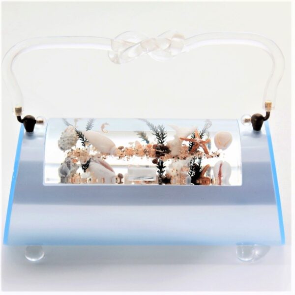 charles Kahn silver blue metallic Lucite ocean scene vintage purse