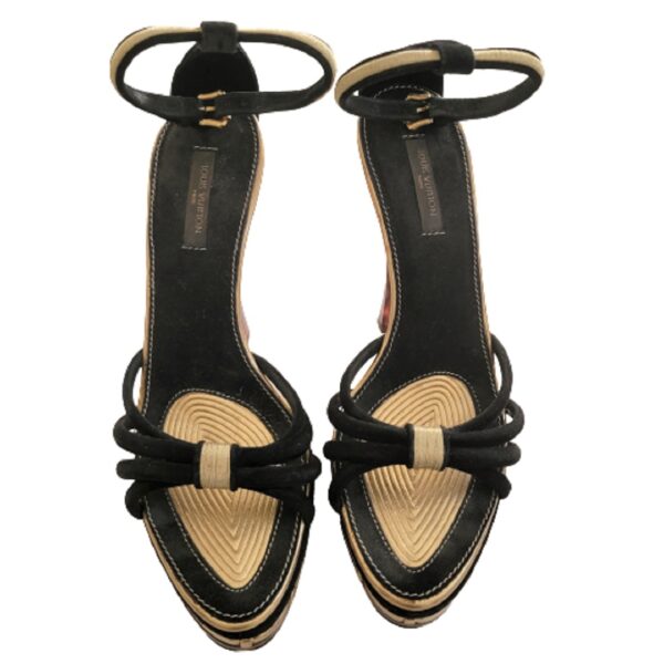 Louis Vuitton, Shoes, Louis Vuitton Black Suede And Gold Heels