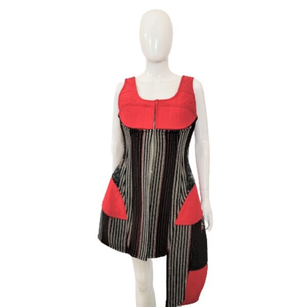 comme des garcons rei kawakubo asymmetrical dress multi color patch print design dress