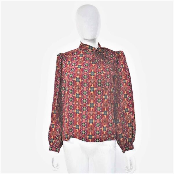 vintage oscar de la renta 80s silk bow tie neck blouse