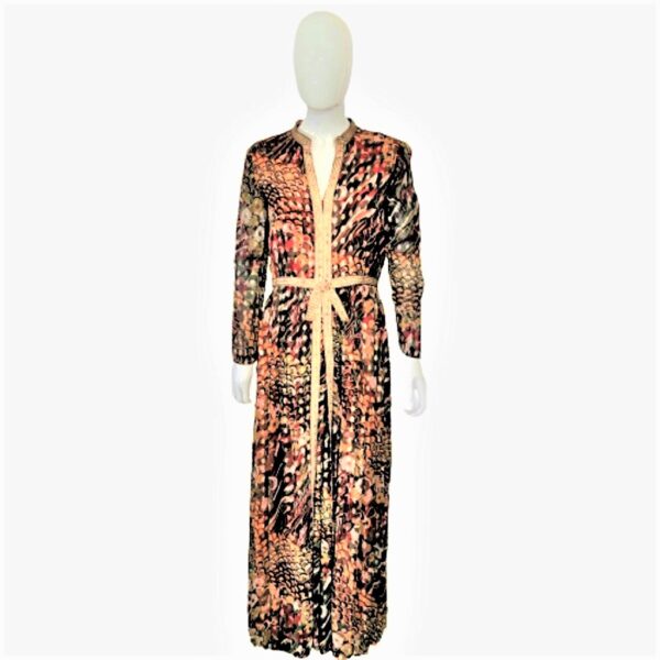 carrie couture 70s chiffon metallic evening dress