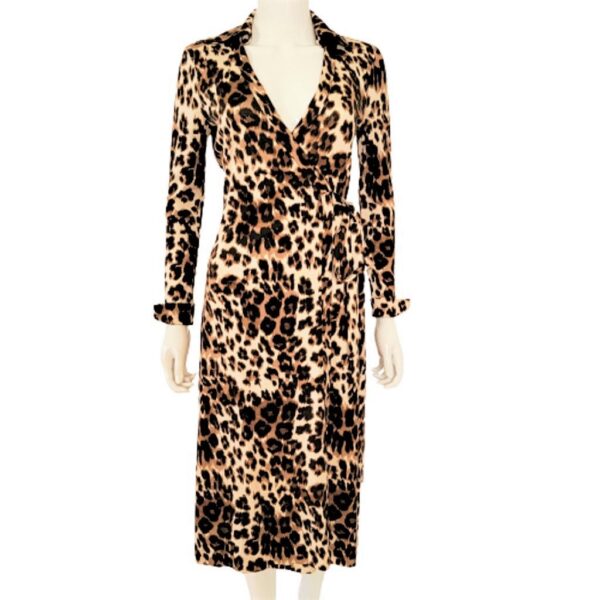 diane von furstenberg vintage leopard print wrap around dress