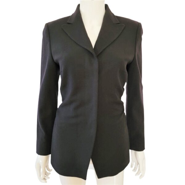 dries van noten black ruched waist tailored jacket