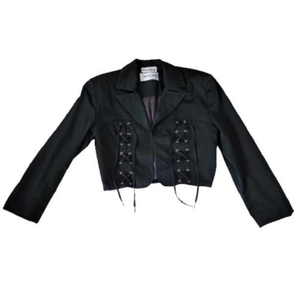 patrick kelly 80s cropped dual lace up front vintage jacket