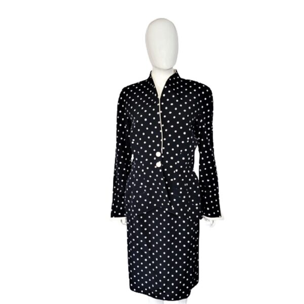 vintage thierry mugler 80s polka dot skirt suit