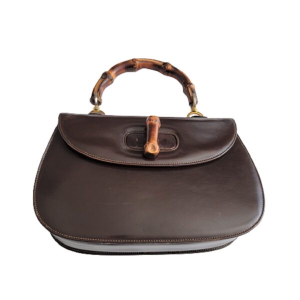 vintage gucci brown bamboo handle handbag