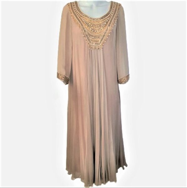 helen rose silk chiffon beaded faux peaarl 60s evening gown dress