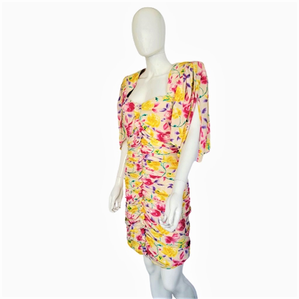Vintage Ungaro Parallele Paris 80s Silk Floral Print Dress - Einna Sirrod