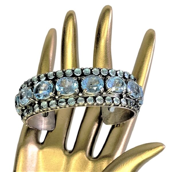 vintage blue topaz set sterling silver cuff bracelet