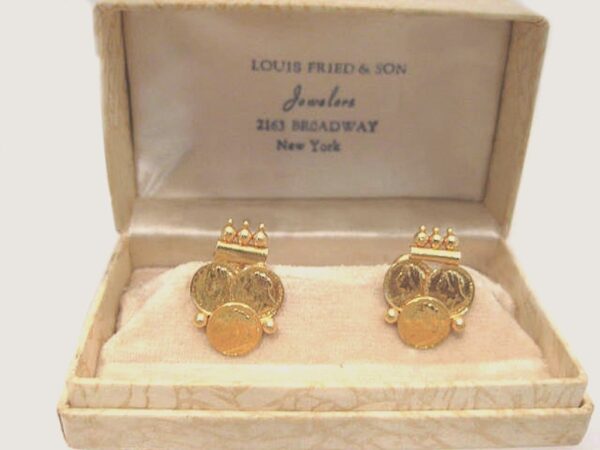 antique 22 carat gold etruscan goddess coin earrings