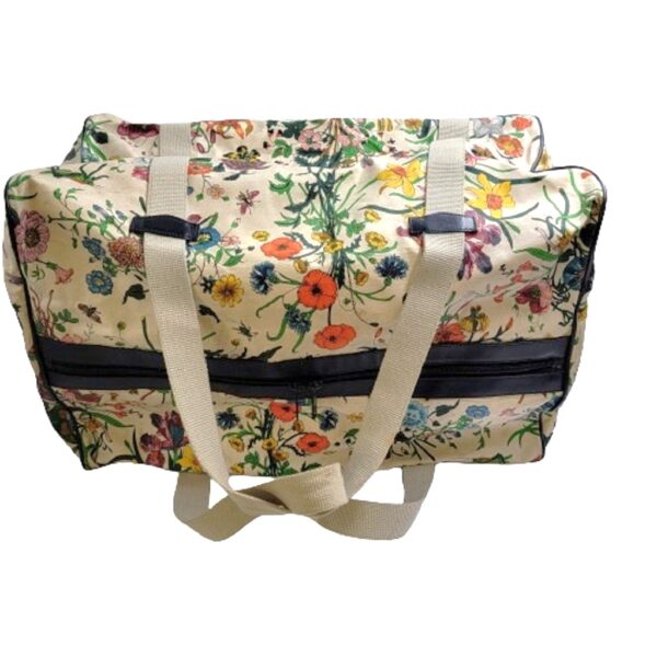 gucci vintage boston floral insect design duffle bag