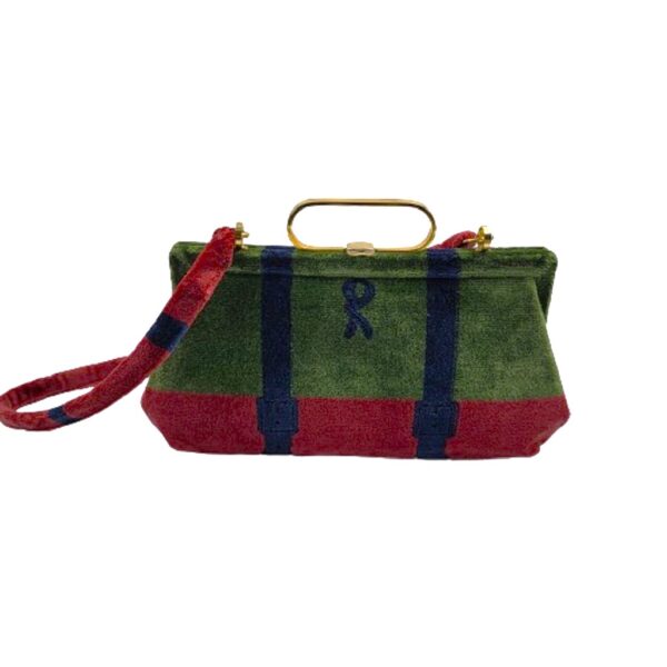 roberta di camerino velvet red green and blue patterned shoulder bag clutch